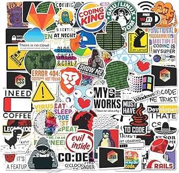 Goelite Coding Programming Laptop Stickers, Scratch-Proof and Waterproof Developer Sticker, for Phone Cover, Programmer (Pack of 60)