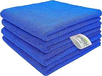 SOFTSPUN Microfiber Cloth 40x60 Cms, 4 Piece Towel Set, 340 GSM (Blue) Multi-Purpose Super Soft Absorbent Cleaning Towels for Home, Kitchen, Car, Cleans & Polishes Everything in Your Home.