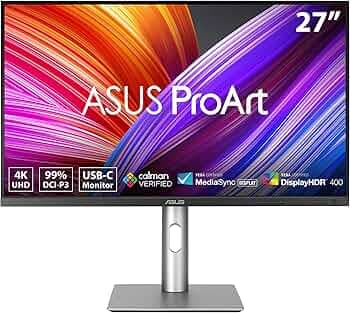 ASUS ProArt Display PA279CRV Professional Monitor – 27-inch, IPS, 4K UHD (3840 x 2160), 99% DCI-P3, 99% Adobe RGB, Color Accuracy
