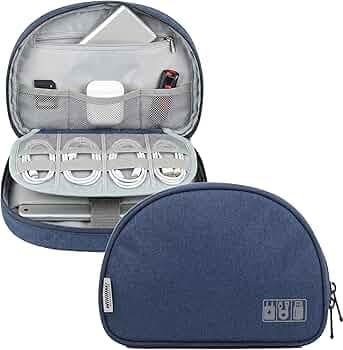 Wooum Pvc Cable and Gadget Organizer Bag Hard Disk Bag Ideal for iPad Mini Holder, Accessories Storage, Travel-Friendly, Compact Design for Electronics, Cables, and Small Devices, Navy Blue
