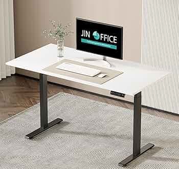 JIN OFFICE Zenith Electric Height Adjustable Desk| Standing Desk with 100 Kg Wt. Capacity & 3 Year Warranty| Sit Stand Table for Home Office with 3 Memory Preset| Black & White|1200X750mm/25MM Thick