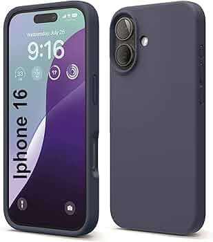 SBMS Liquid Silicone Case for Apple iPhone 16 6.1-Inch, Silky-Soft Touch Full-Body Protective Phone Case, Shockproof Back Cover Case Pouch for iPhone 16 (Navy Blue)