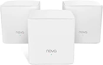 Tenda Nova MW5G Whole Home Mesh Wi-Fi System, 3500sq 2 Wi-Fi Coverage, Two Gigabit Ports, Work with Amazon Alexa, Parental Controls, Easy Set Up, Router and Wi-Fi Booster (Pack of 3)