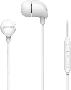 Philips TAE2146WT in-Ear Wired Headphones with USB-C Plug, 10mm Drivers for Deep Dynamic Bass and Clear Sound, in-Line Mic with Call Button, 3 Interchangeable Ear Caps, 1.2m Durable Cable (White)