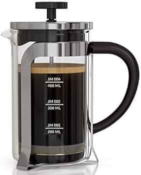 InstaCuppa Premium French Press Coffee Makers with 4 Part Superior Filteration, Heat Resistant Borosilicate Glass Carfafe (1000 ML, Stainless Steel)