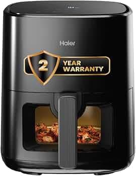 Haier Air Fryer 5 Litre Digital Control | 1500 Watts Powerful Heating | See Through Window | 3D Hot Air Baking Technology | 12 Preset Recipes | Auto Shut Off | Black | 2 Year Warranty | HAF-D503B