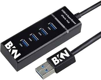 BKN® Faster USB Extension 4 Ports 3.0 USB Hub Super-Speed Portable for Laptop/Notebook/PC/Mobiles/Tablets/All Computers, MP3 Players and Gaming Consoles - Black