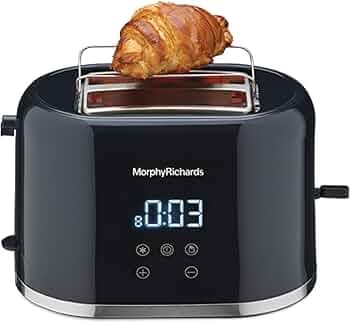 Morphy Richards Windsor Series Digital 2 Slice 800W Pop Up Toaster|8-Browning Levels|Reheat&Defrost|Wide Bread Slots|Bun Warmer|Dust Cover|Removable Crumb Tray|2 Years Product Warranty|Black,800 Watts