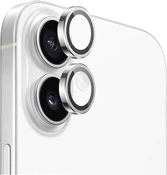 Amazon Brand - Solimo Tempered Glass Camera Lens Protector for iPhone 16 (Silver)