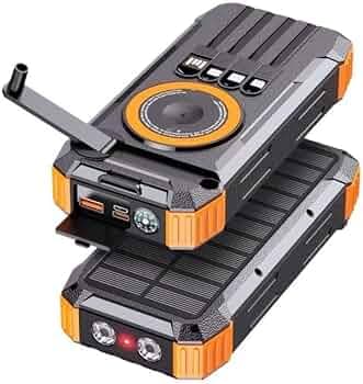 LRSA 40000mAh Solar Power Bank with Wireless Charging | USB-C Fast Input/Output | Portable External Battery Pack with Hand-Crank Self Charging & Dual Flashlight for Camping & Travel