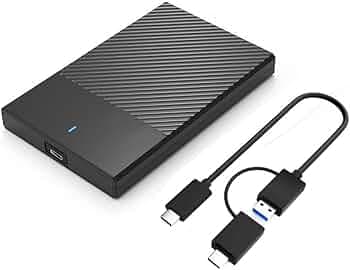 1TB Portable External Hard Drive, 2 in 1 USB-A/USB-C (Type C) Connectivity, Line-Design, USB 3.0, 2.5 Inch HDD, Fast Data Transfer.
