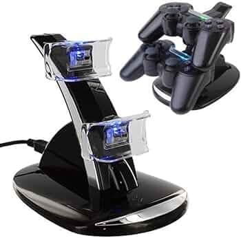 24x7 eMall LED Charger Dock Station Dual USB Fast Charging Stand for PS4 Controller