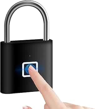 Smart Fingerprint Padlock – Biometric Digital Lock for Home, Gym Locker & Luggage | Type-C Rechargeable Smart Gadget for Men | Keyless Electronic Security for Main Gate & Door (Black)