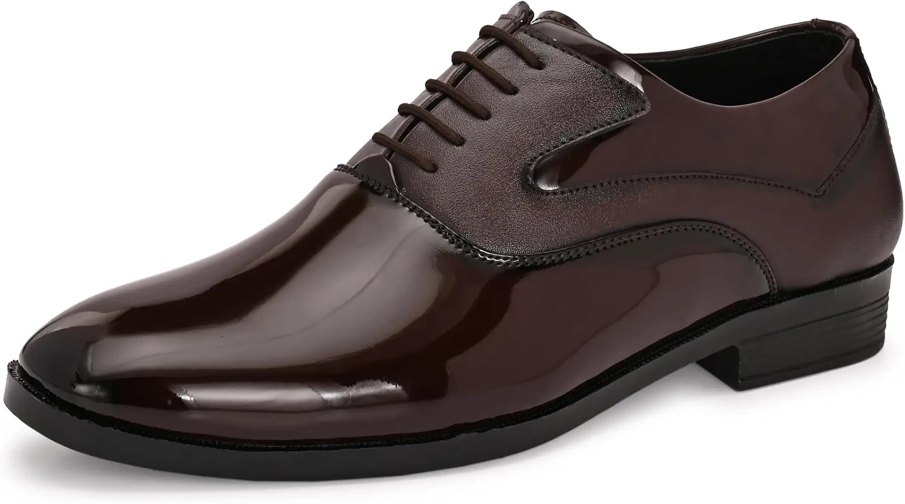 Centrino Men’s Formal Glossy Lace-Up Shoes | Patent Leather Oxford Dress Shoes|Comfortable Pointed Toe Formal Shoe| Stylish Looking Footwear for Formal Business Wedding & Office Shoes (9360)