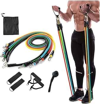 DEZNA Exercise Bands Resistance Bands Set for Workingout Door Fitness Gym Resistance Bands Kit for Men Women Stretching Rubber Bands (11PCS)