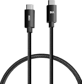 DailyObjects SURGE Kevlar Core USB-C 100W Charging Cable|USB Type-C|Fast Charging,480Mbps Data Transfer,Data Sync|Compatible with Android & iOS Smartphones,Earphones,Tablet/Ipads,Macbook,Black