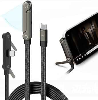 USB C to USB C Cable, 240W Fast Charging Cable 5 FT, Invisible Stand Charging Cable, Quick Charge, Flat USB Cable Right Angle for Gaming, Phone, Laptops, Desk & Car Use