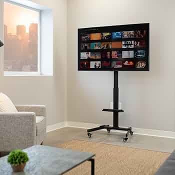 LIONS HEAD USA Standard Quality Tv Bracket Trolley with Whells Premium 32 to 55 INCH LED,LCD and TV Curved LED MAX 400 veasa A Height Adjustment 8 Levels Stand Weight 11.5 kg Self Installion