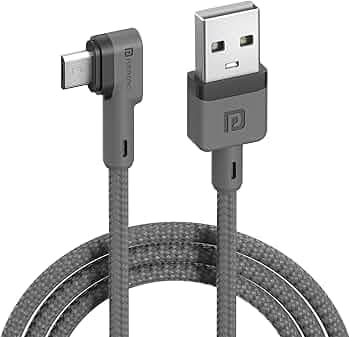 Portronics Konnect L 1.2Mtr, Fast Charging 3A Micro USB Cable with Charge & Sync Function (Grey)