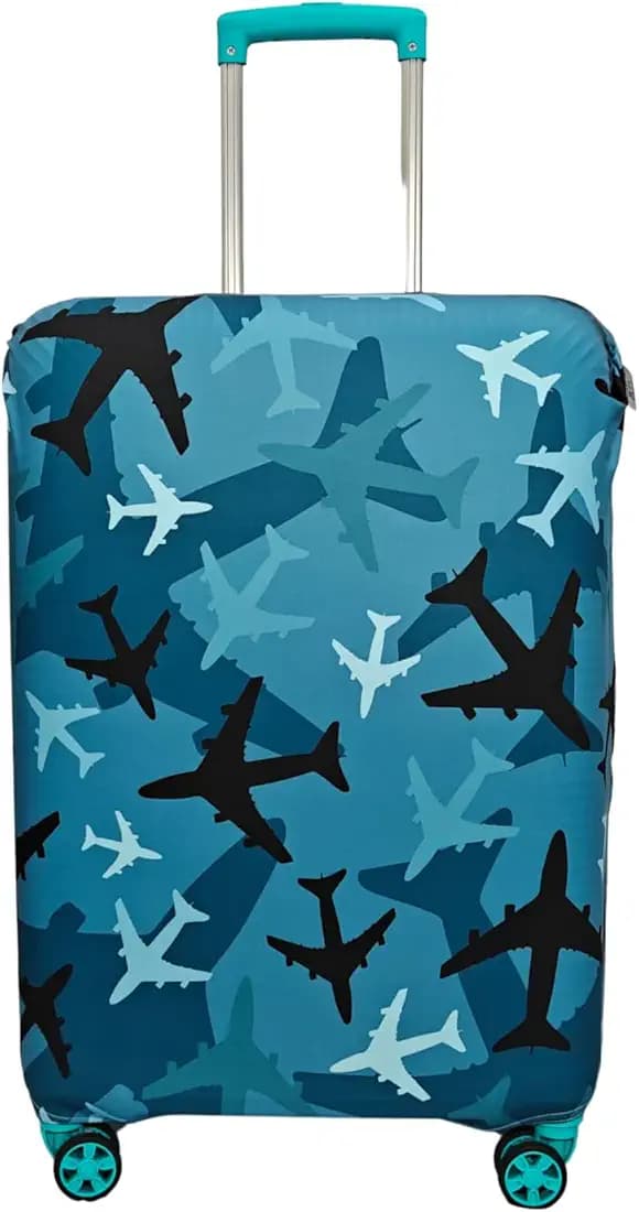 Elastic Printed Suitcase Cover ? Durable, Travel-Ready & Full-Protection Trolley Bag Sleeve (New Multi Plane-S)