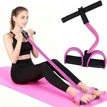 Resistance Band with Pedal Handle 6 Tube Elastic Natural Latex Pull Rope Fitness Bands for Leg Arm Abdomen Waist Stretching Exercising Training
