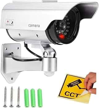 Dummy Fake Bullet Camera with Flashing Red Led Light Dummy CCTV Security Camera for Home & Office (Pack of 1 Pcs)