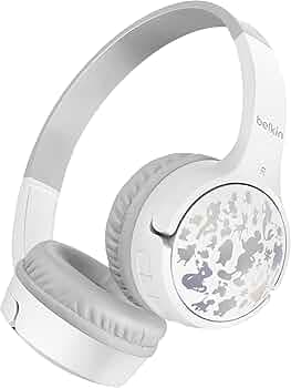 Belkin X Disney, Special Disney 100 Mickey & Friends Edition, Safe Wireless On Ear Kids Headphones with Mic, 30 Hours Playtime - Silver (Disney- 100 Mickey & Friends Silver)