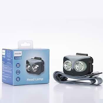 Philips 5W Headlamp, 1000mAh Rechargeable Headlight with Headband, Touch Free Smart Gesture Control, 140 ° Tilt, 450LM Super Bright LED Head Light for Camping, Hiking, Fishing, Cycling