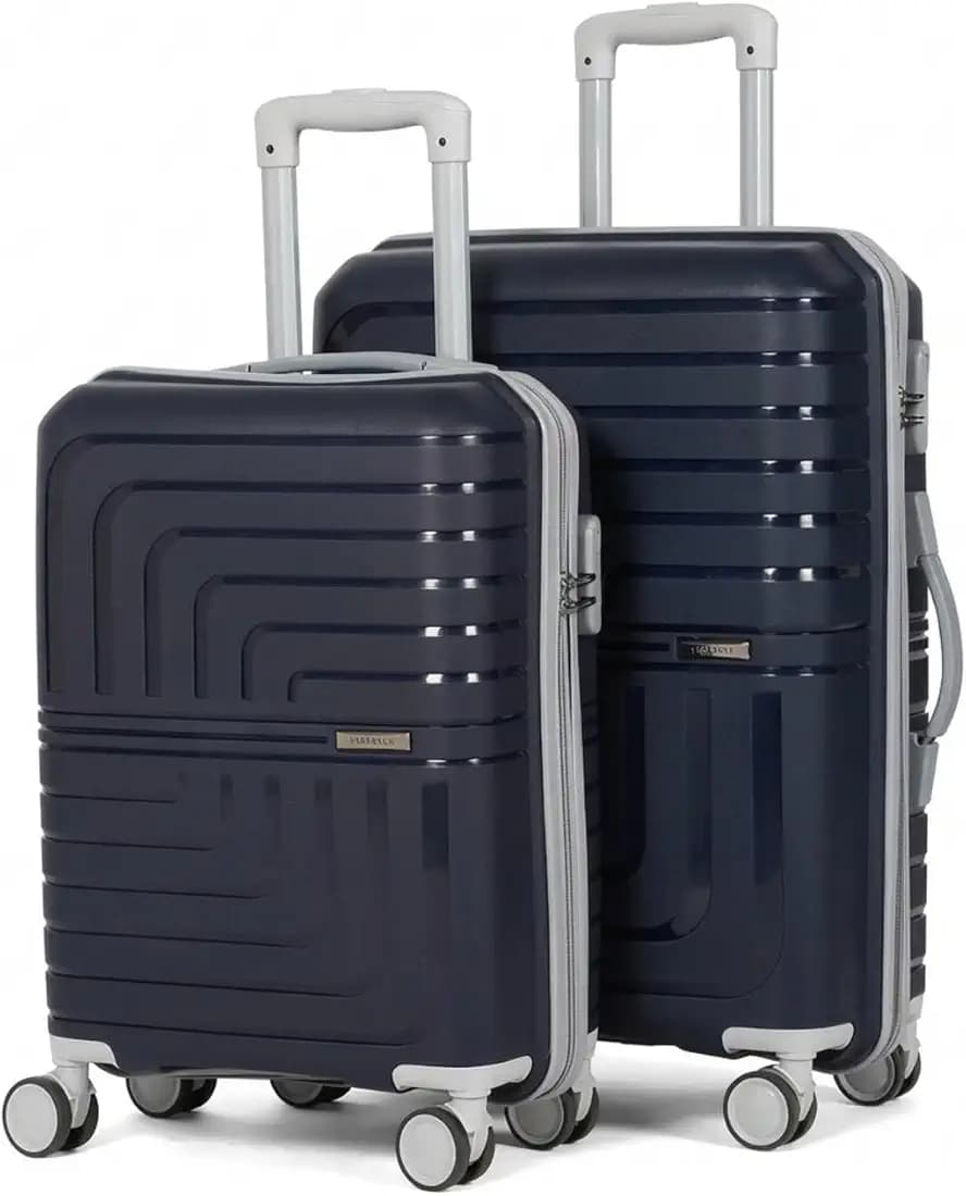 Pro 8 Wheels Set of 2 (Cabin + Medium) Trolley Bags, Hard Case Polypropylene, 360º Wheeling Luggage for Men & Women, Suitcase for Travel, Trolley Bags for Travel (Dark Blue)