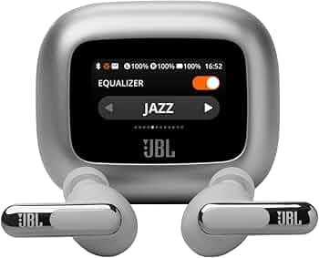 JBL New Launch Live Beam 3 TWS,Hi-Res Audio True ANC Earbuds,Smart Case with Touch Display,48H Playtime,Wireless Charging,6 Mic,Multipoint Connection,Ip55 Proof, Headphones App,Personi-Fi 3.0 (Silver)