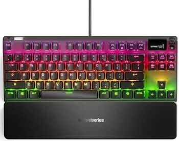 SteelSeries Apex 7 Tkl Compact Mechanical Gaming Keyboard Oled Smart Display Usb Passthrough & Media Controls Linear & Quiet Rgb Led Backlit, Black