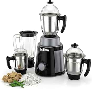 Indicon Boss 1200W Mixer Grinder for Indian Kitchen | Heavy Duty Motor with 3 Stainless Steel Jars | Ideal for Chutney, Juicing, Dry & Wet Grinding (Black)