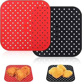 Trifecta Silicone Air Fryer Liners Non Stick and Easy Clean Air Fryer mats, Pad, Accessories Parchment Paper Replacement for Air Fryer Basket Air Frying, Steaming and Oven Baking Pack - 2 (Square - 7.5 IN)