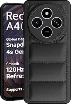 CEDO Redmi 14C (4G)/ Redmi 14C (5G)/ Redmi A4/ Poco C75/ Poco M7 (5G) Back Cover | Camera Bump & 360 Flexible Puff Armor Protection | Matte Soft Silicon Shock Proof Rubberised Back Case Cover (Black)