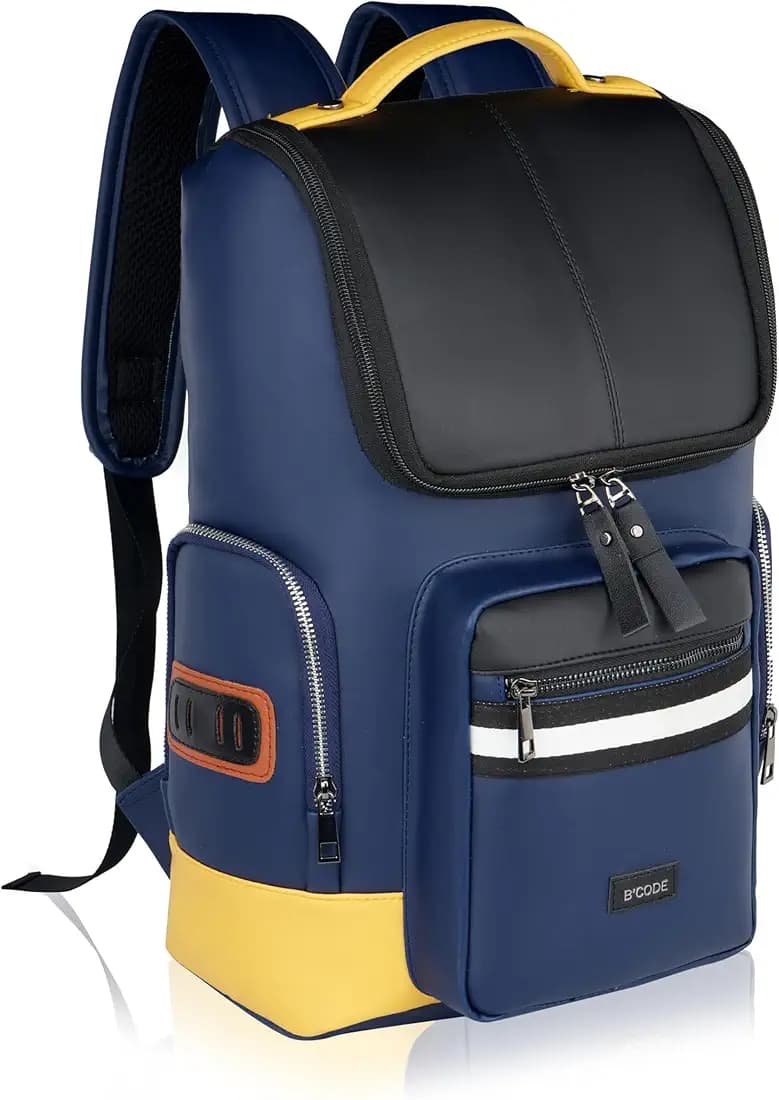 B'CODE Daypack BACKPACK 26 Liters Water Resistant & Top-Open | Padded | Premium Microfibre Laptop Backpack with Trolley Sleeve | for Men and Women