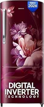 Samsung 223 L, 3 Star, Digital Inverter, Direct-Cool Single Door Refrigerator (RR24H2723RZ/NL, Midnight Blossom Red, Single Touch Defrost, 2026 Model)