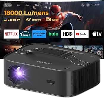 Wzatco Alpha 2 Max (Dark Edition) Ultra Bright 18000 Lumens, Native 1080P Fully Automatic 4K HDR, (Intelligent OA + Screen Fit), Dolby, HDMI ARC, Android 9, BT 5.1, WiFi 6, Black