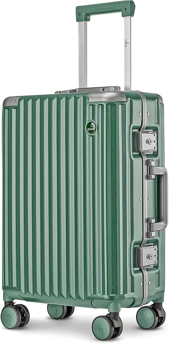 THE Clownfish Stark Series Cabin Trolley Bag | 47 Litre Capacity & Hard Case Polycarbonate Luggage | 360 Degree Spin Wheels with TSA Lock | Forest Green |
