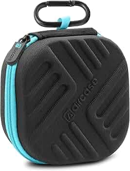 AirCase Earphone Carrying Case Cover with Shockproof EVA Hardshell & Soft Lining | Travel Organizer Pouch with Carabiner, Mesh Pocket, Zipper Closure for Earbuds, USB Drives, SD Cards, Cables (Black)