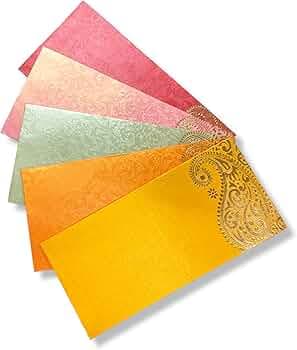 pack of 100 Multicolour premium Meatllic envelopes lifafa for wedding rakhi milni shagun birthday cash envelope | money envelope | shagun envelope | gift envelope