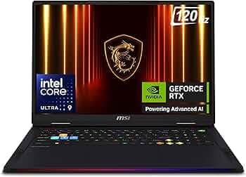 MSI Raider 18 HX AI,Intel Series 2 Core Ultra 9 285HX,46CM UHD+ MiniLED 120Hz Gaming Laptop(64GB/4TB NVMe SSD/Windows 11 Home/GeForce RTX 5080,GDDR7 16GB/Core Black/3.6Kg), A2XWIG-255IN