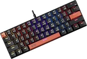 acer Nitro X Wired Mechanical Gaming Keyboard | 61 Keys | Red Switches | 17-Mode Rainbow Backlight | 50M Keystroke Life | 22-Key Anti-Ghosting | Double Injection Keycaps | Compact 60% Layout