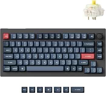 Keychron V1 Max 75% Custom Wireless Mechanical Keyboard, 2.4 GHz/Bluetooth 5.1/Wired RGB with QMK/VIA Programmable Knob, Hot-Swappable Gateron Banana Switch Gasket Mount for Mac Windows Linux