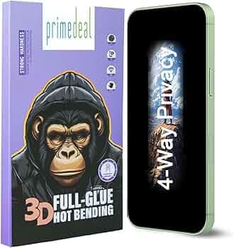 Prime deal Military-Grade Gorilla Tempered Glass Compatible For iPhone 17 & 16 Pro (Black) Edge To Edge Coverage With Easy Installation Kit for Smartphone (180 Degree Privacy)