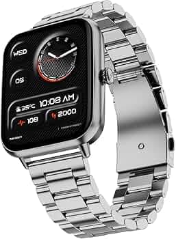 Fire-Boltt Ninja Blaze Smart Watch, Stainless Steel Strap & Steel Body, 1.83” Display Bluetooth Calling Built-in Mic & Speaker, 120+ Sports Modes, Smartwatch for Man and Woman Titan Silver