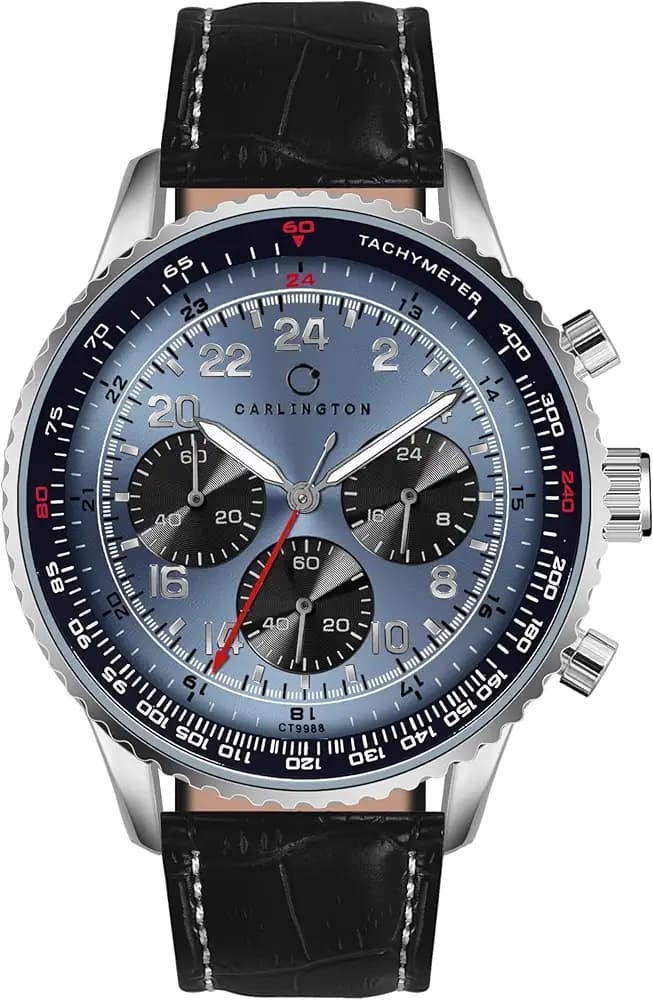 Carlington Legacy Series Analog Wrist Watches with Chronograph & Premium Leather Strap for Men - CT 9988