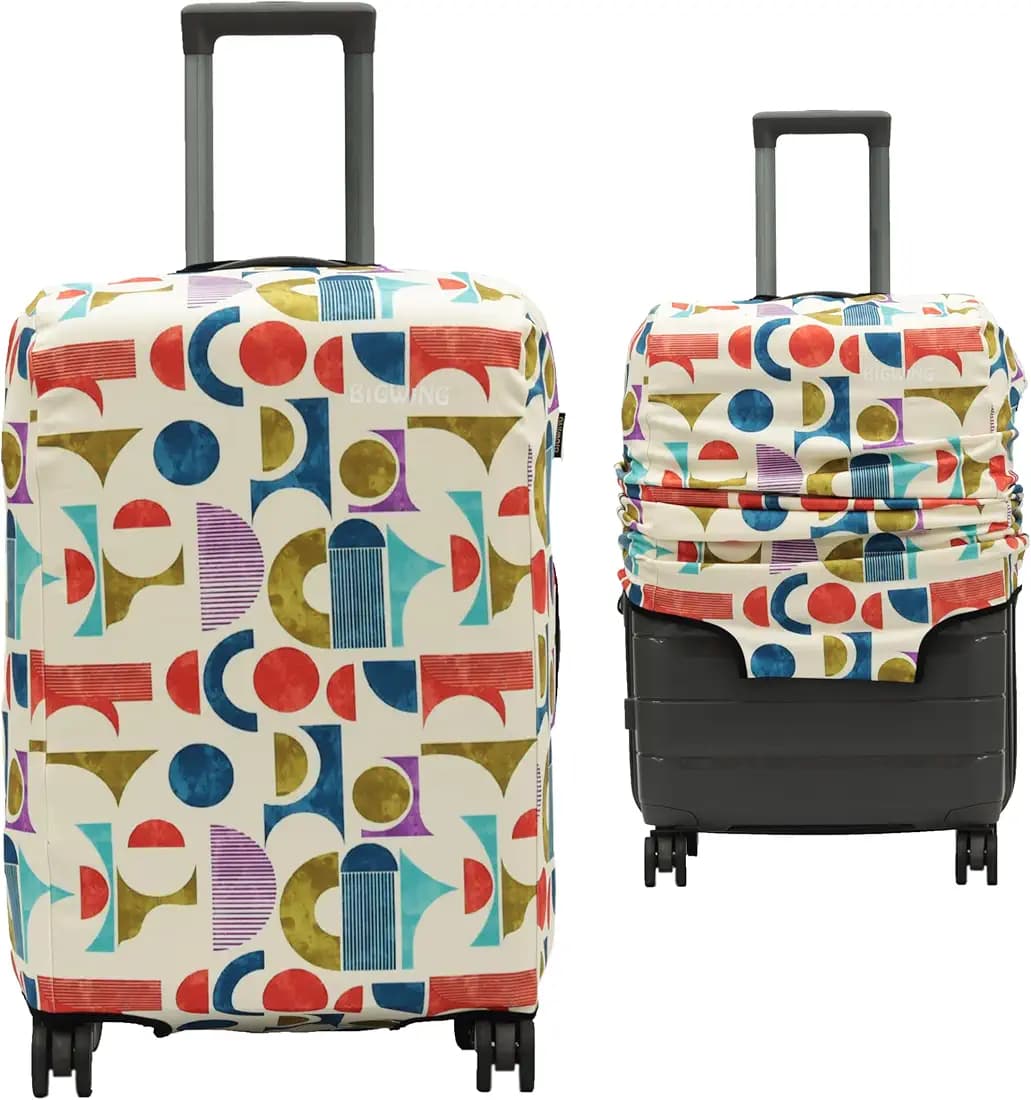 BIGWING Protective Cover in Polyester Fabric with Mosaic Print for | Small Size 20' inch 55 cm | Hard Luggage Trolley Bag Cover (Fits Only On Fiber - Plastic Trolley Bag)